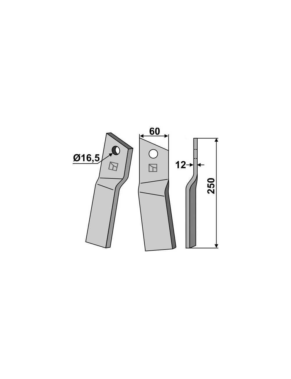 Dent rotative, modèle droit