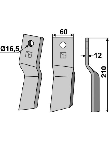 Dent rotative, modèle droit