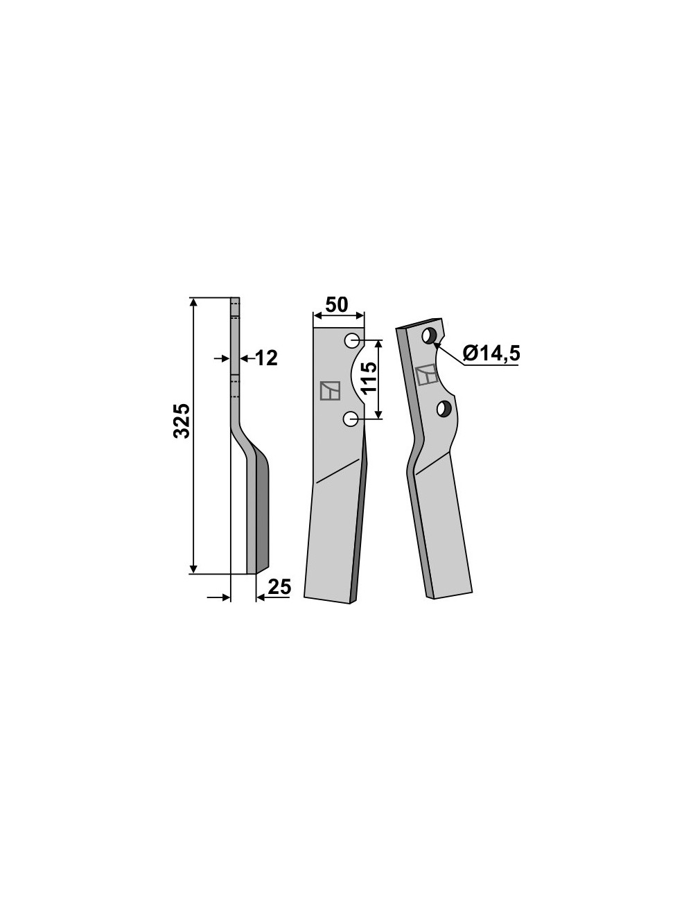 Dent rotative, modèle gauche