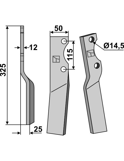 Dent rotative, modèle gauche