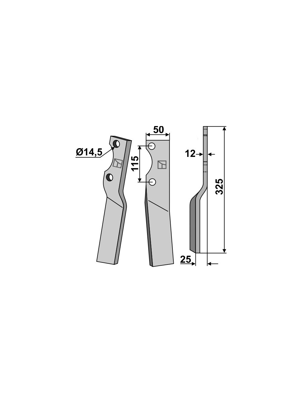 Dent rotative, modèle droit