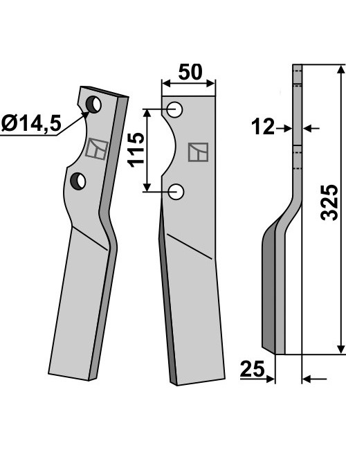 Dent rotative, modèle droit