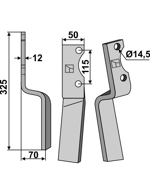 Dent rotative, modèle gauche