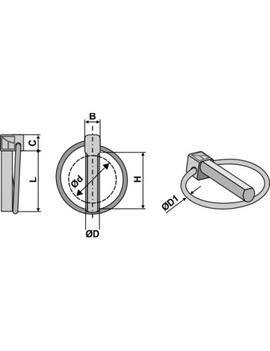 Goupille clip standard, frappée