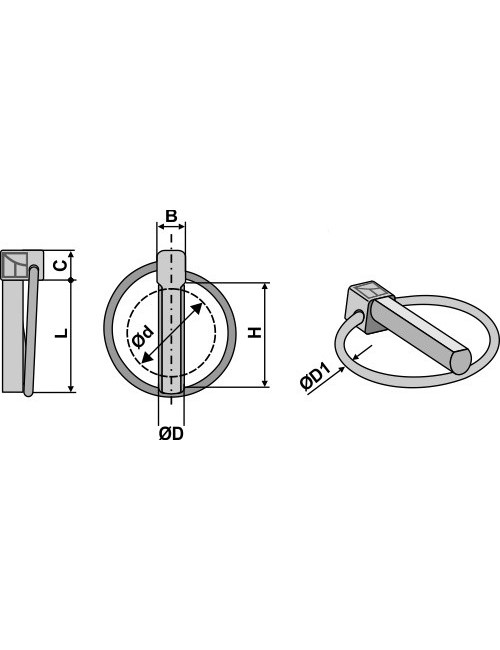 Goupille clip standard, frappée