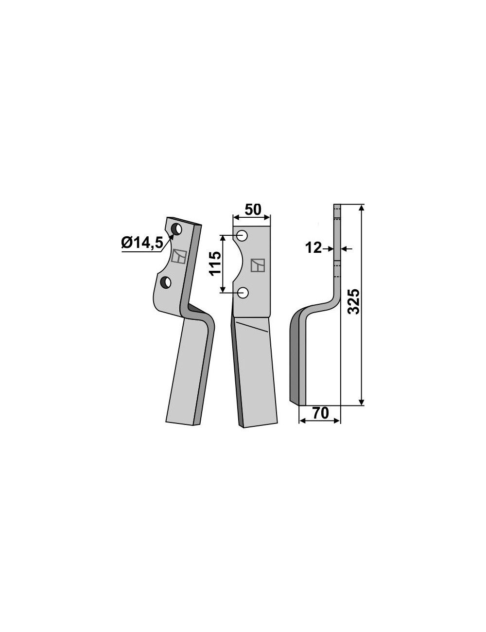 Dent rotative, modèle droit