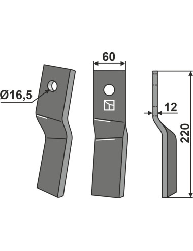 Dent rotative, modèle gauche