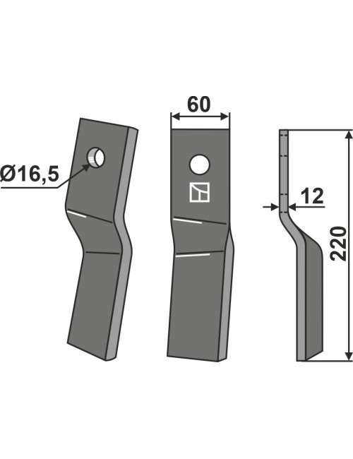 Dent rotative, modèle gauche