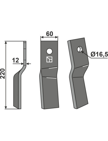 Dent rotative, modèle droit