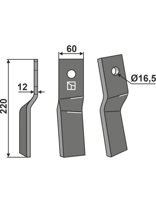 Dent rotative, modèle droit