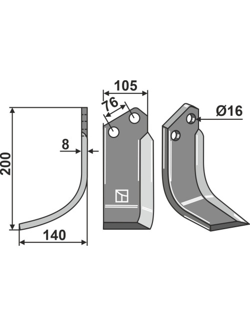 Couteau, modèle gauche