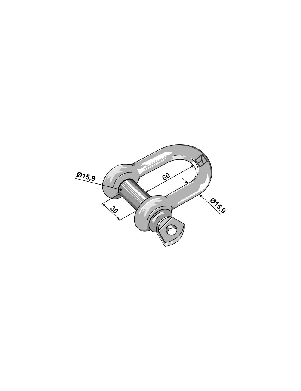 Manille droite standart 15,9mm galvanisées