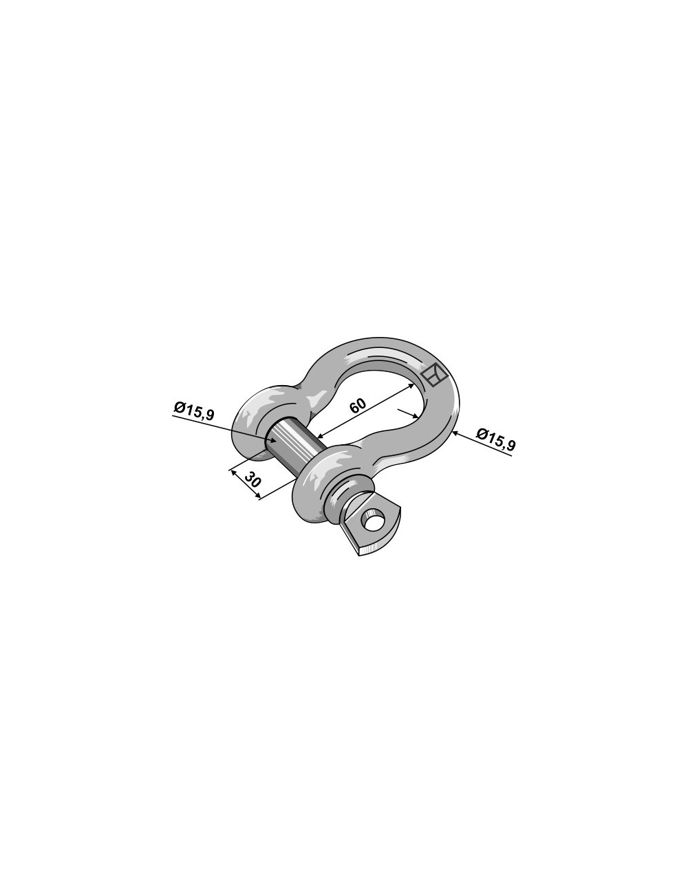 Manille échancrée standart 15,9mm galvanisées