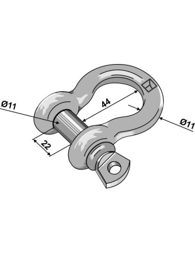 Manille échancrée standart  11,0mm galvanisées