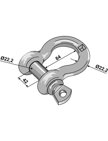 Manille échancrée standart  22,2mm galvanisées