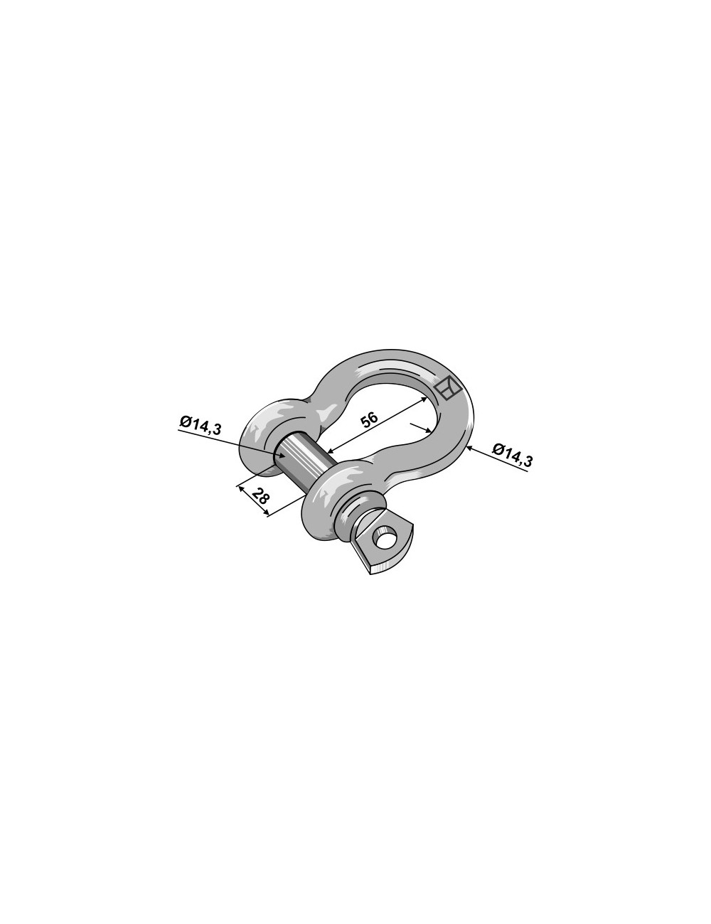Manille échancrée standart 14,3mm galvanisées
