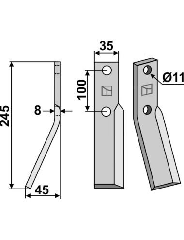 Dent rotative, modèle gauche