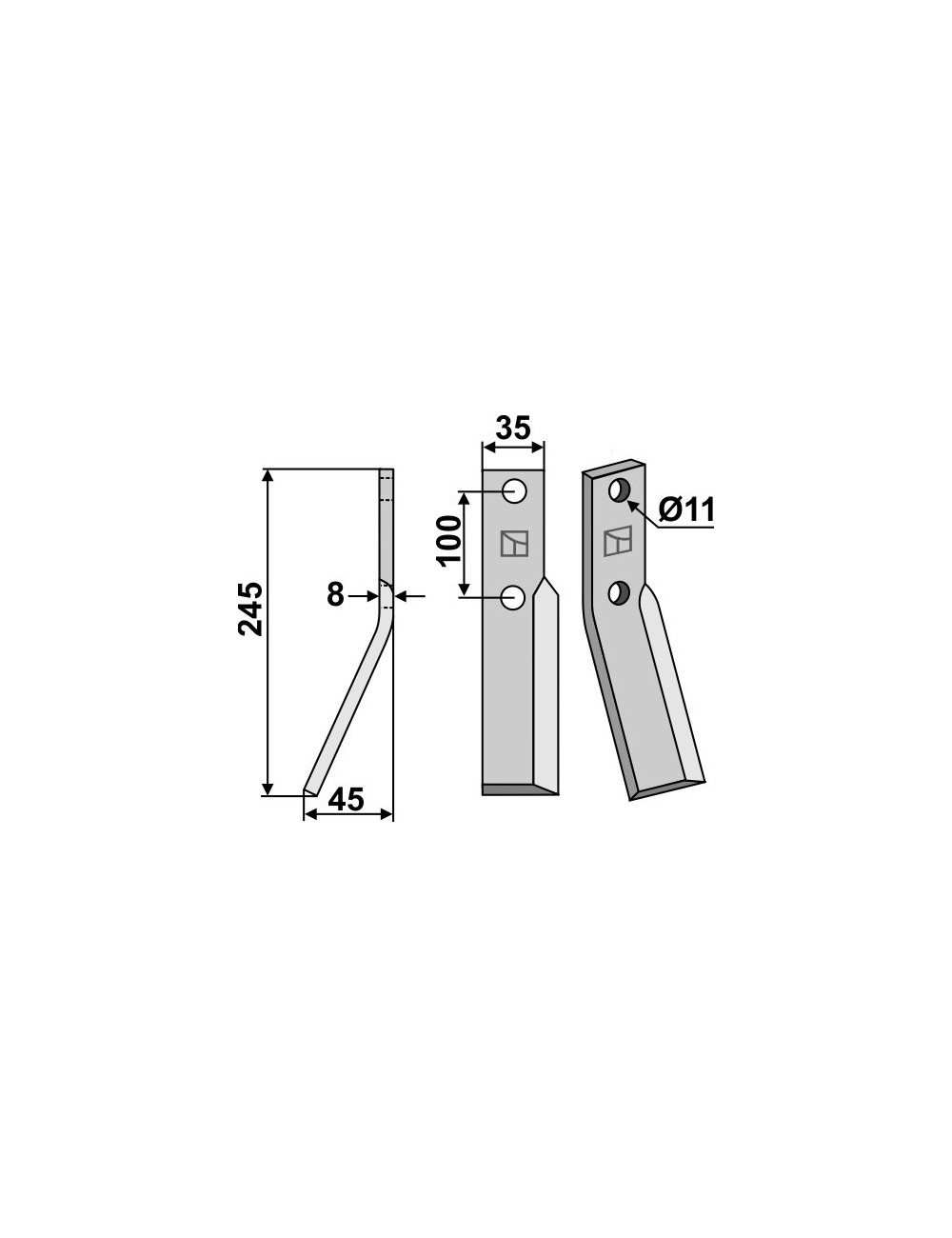 Dent rotative, modèle gauche