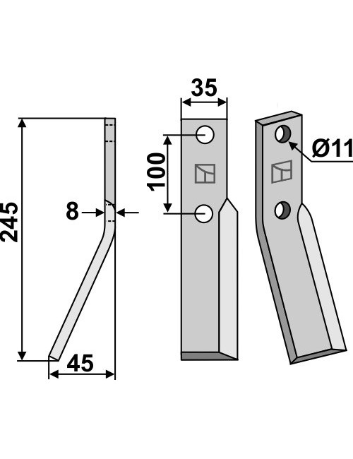 Dent rotative, modèle gauche