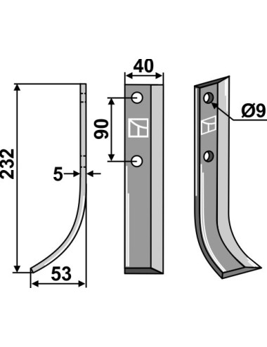 Couteau, modèle gauche