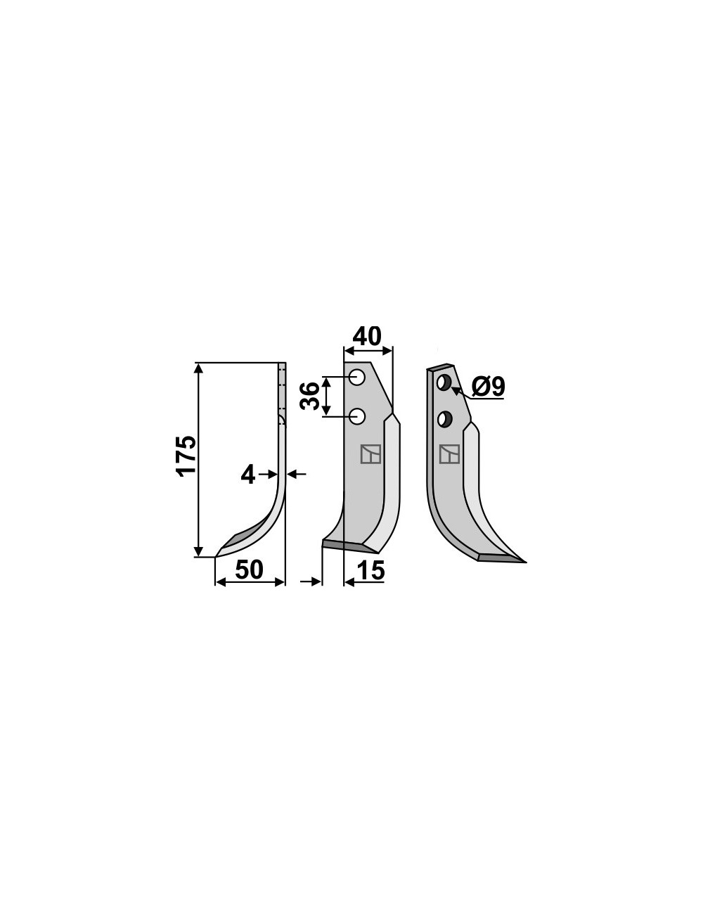 Couteau, modèle gauche