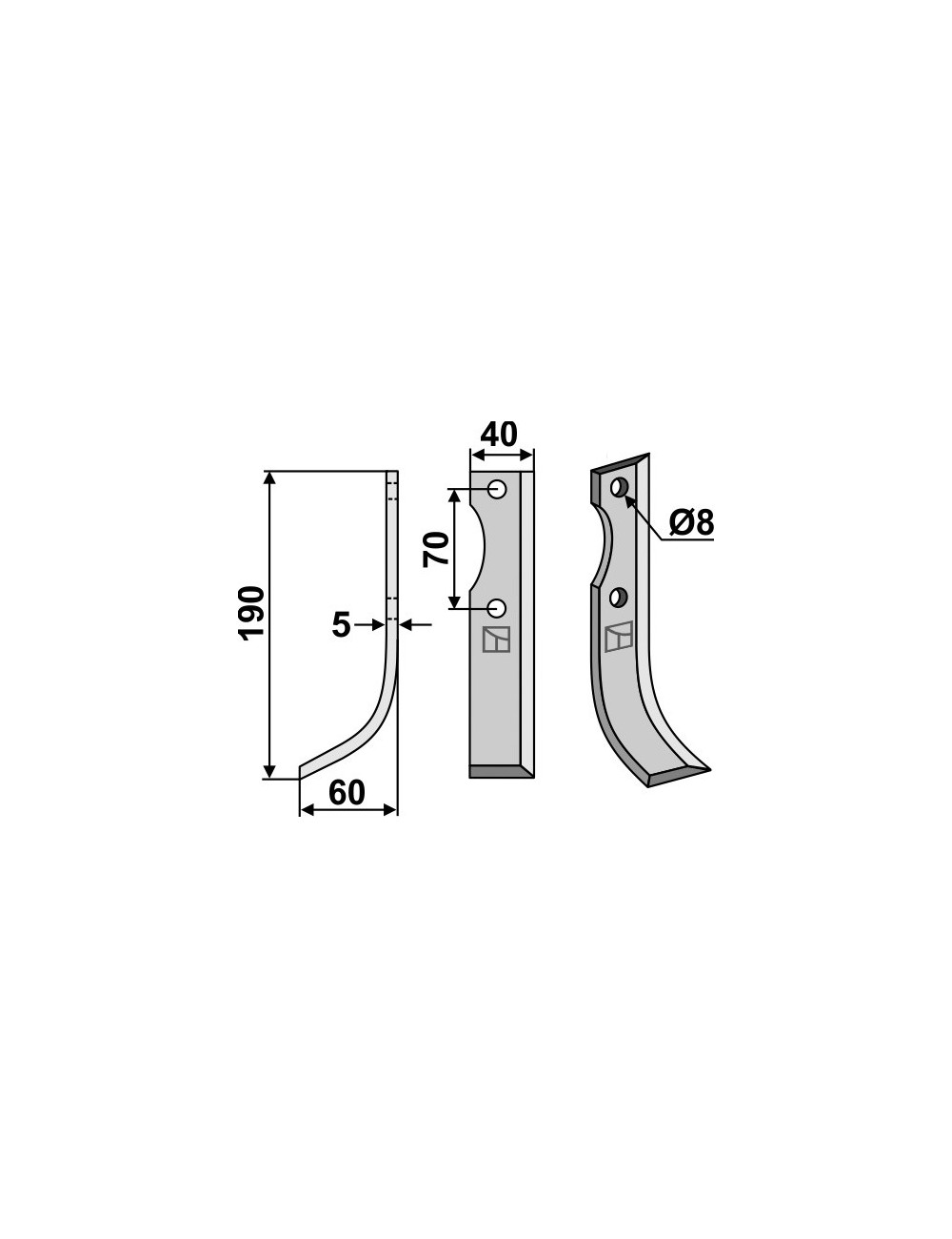 Couteau, modèle gauche