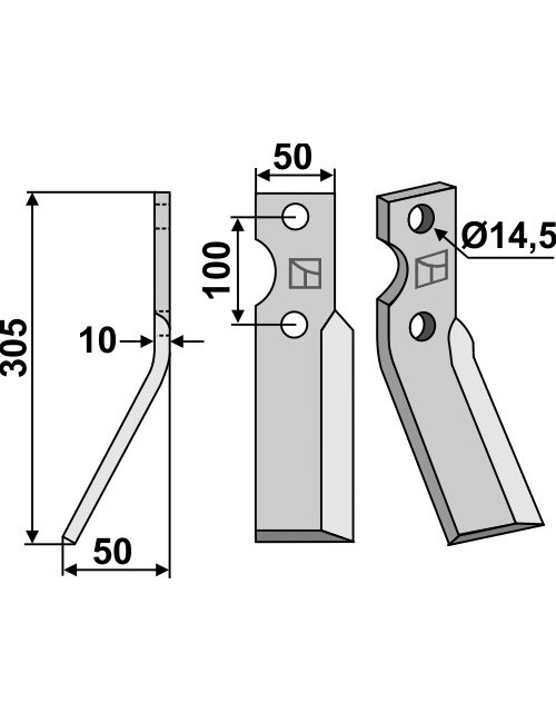 Dent rotative, modèle gauche