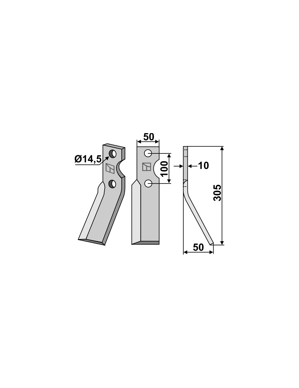 Dent rotative, modèle droit