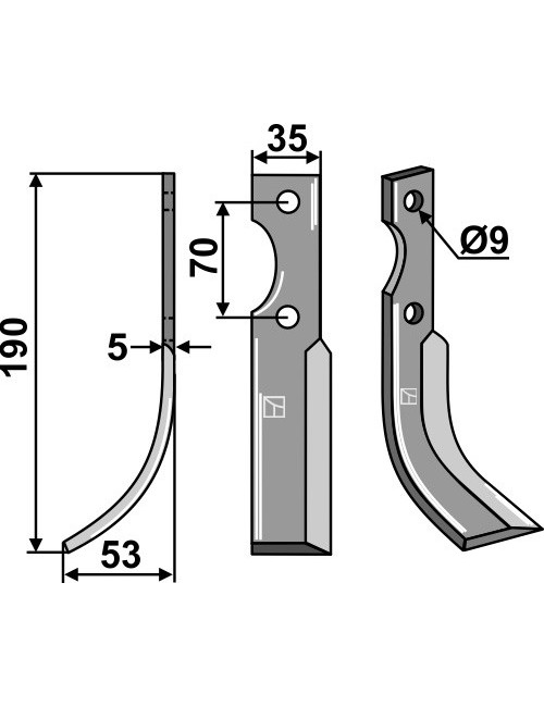 Couteau, modèle gauche