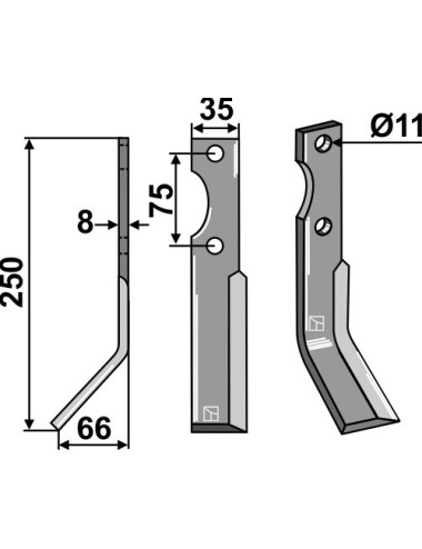 Dent rotative, modèle gauche