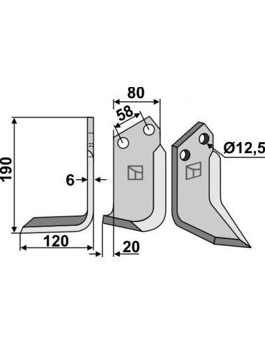 Couteau, modèle gauche