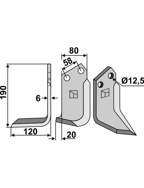 Couteau, modèle gauche