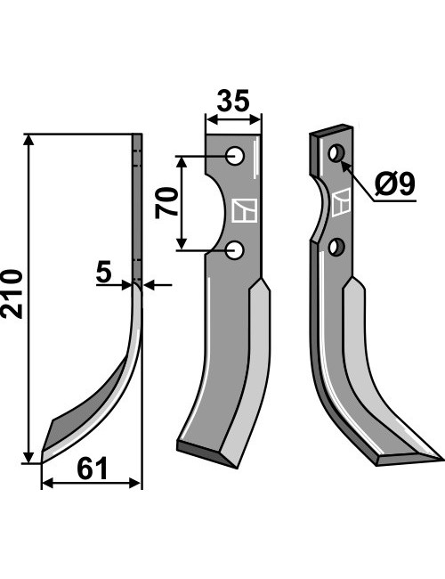 Couteau, modèle gauche