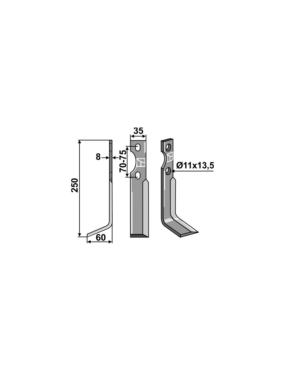 Dent rotative, modèle gauche