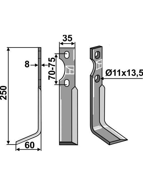 Dent rotative, modèle gauche