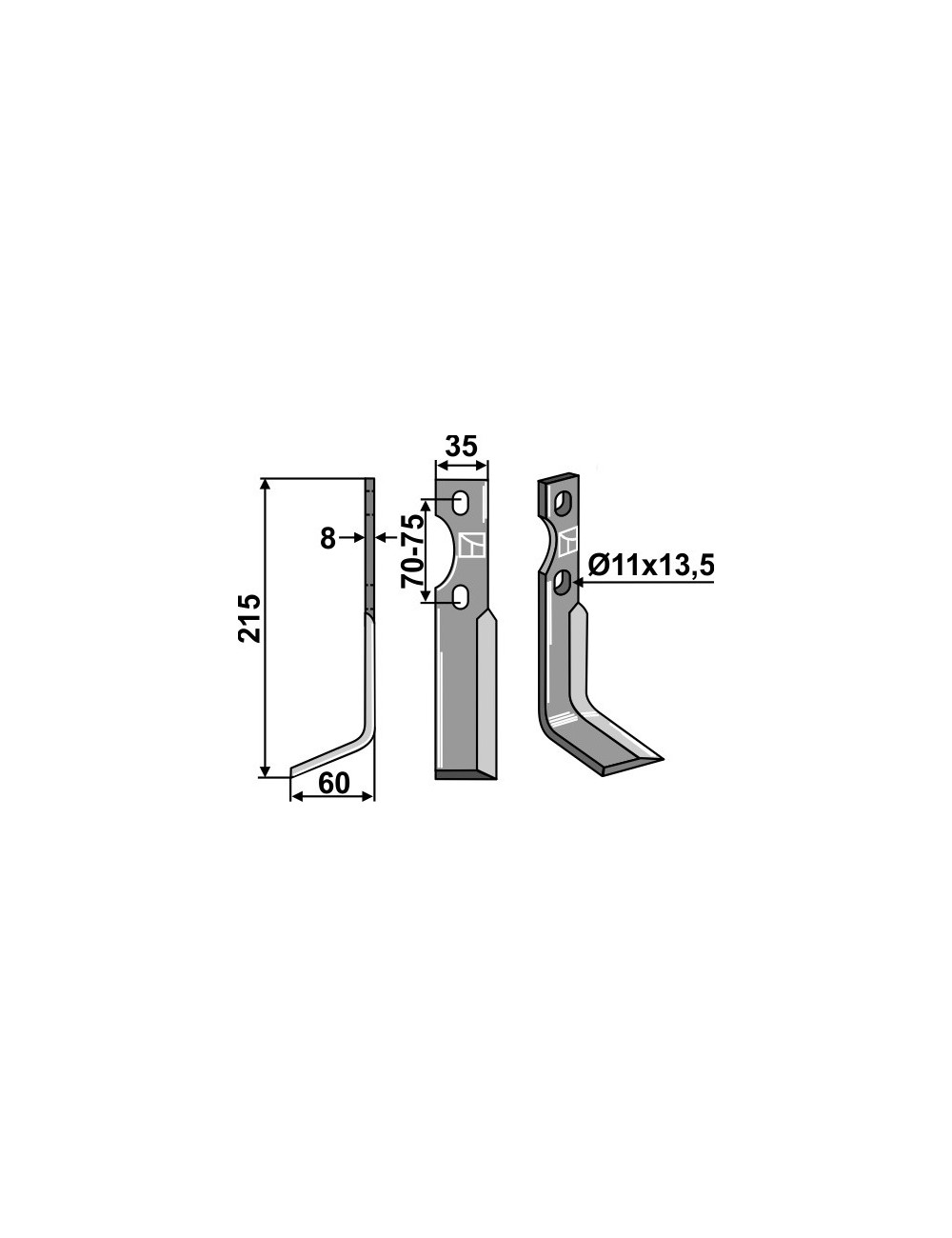 Dent rotative, modèle gauche