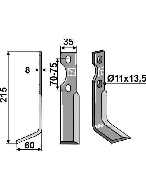 Dent rotative, modèle gauche