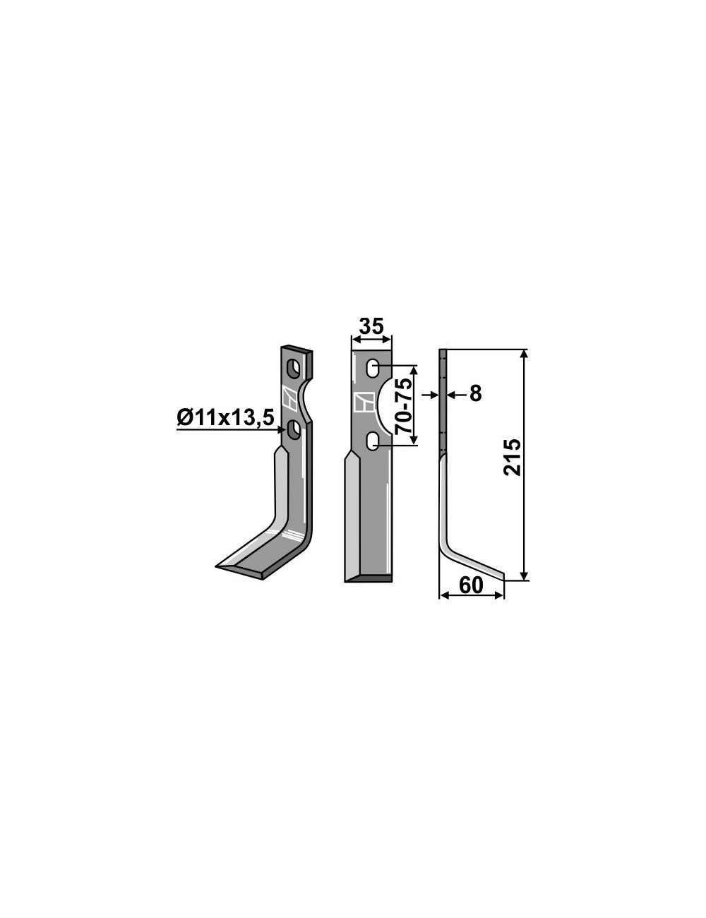 Dent rotative, modèle droit