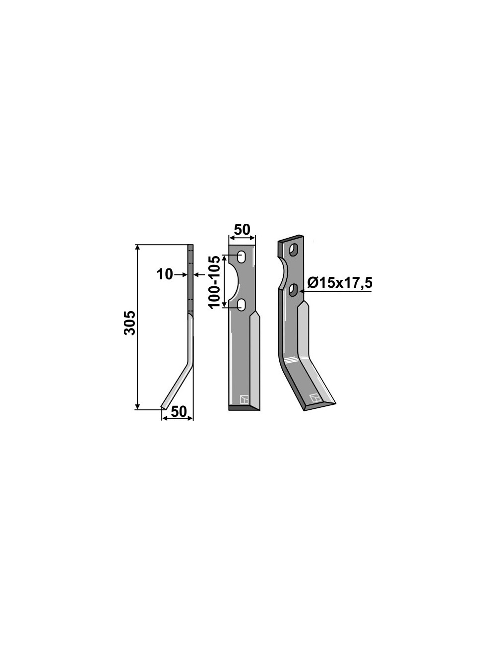 Dent rotative, modèle gauche