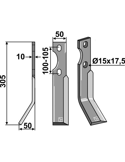 Dent rotative, modèle gauche