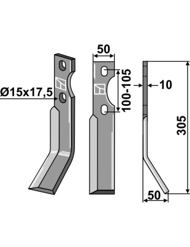 Dent rotative, modèle droit