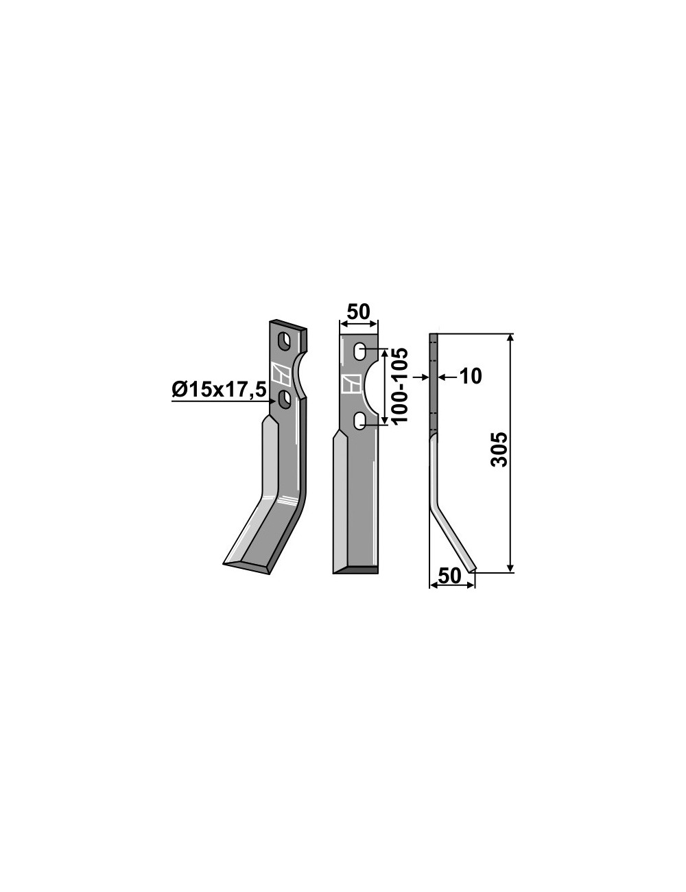 Dent rotative, modèle droit