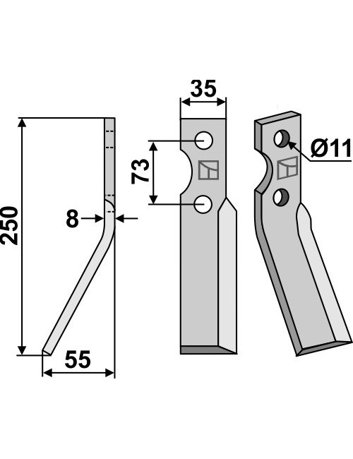 Dent rotative, modèle gauche