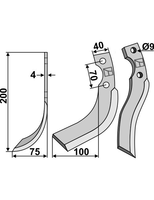 Couteau, modèle gauche