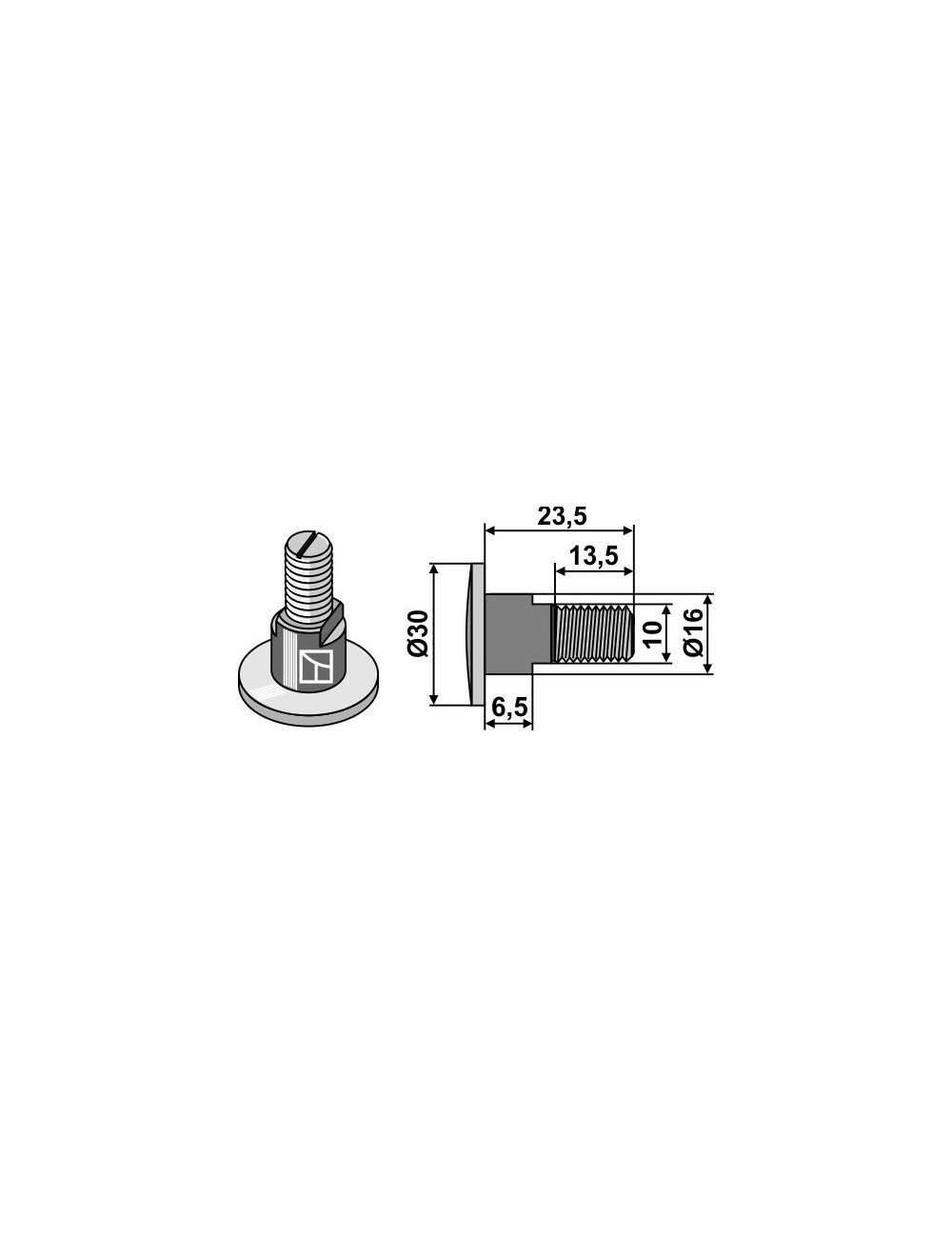 Boulon pour couteaux rotatifs - M10x1,5 - 12.9