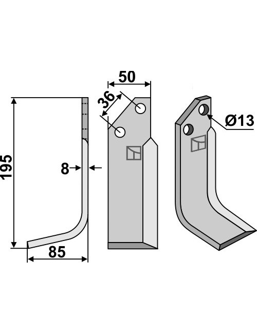 Couteau, modèle gauche