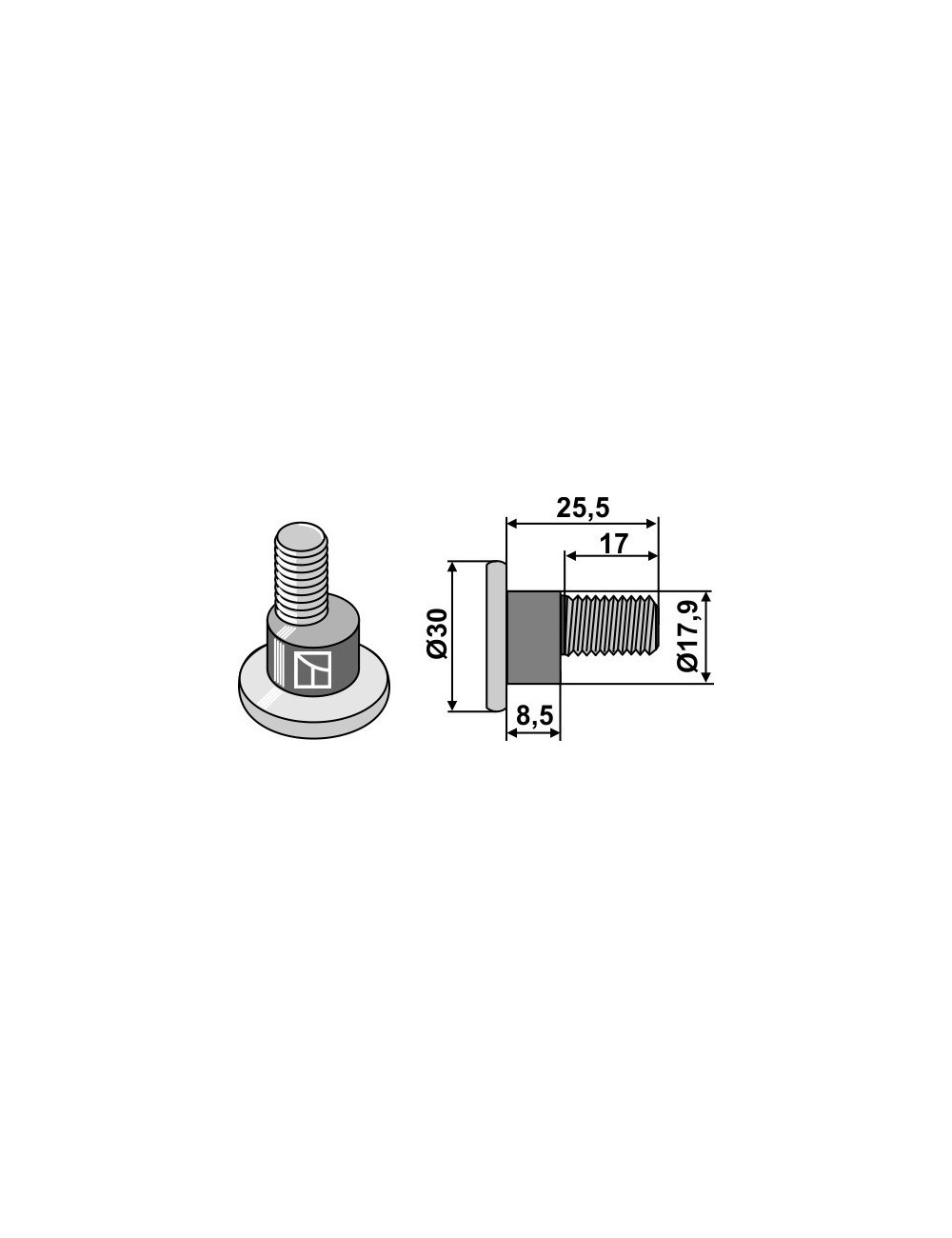 Boulon pour couteaux rotatifs - M10x1,5