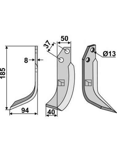 Couteau, modèle gauche