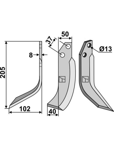 Couteau, modèle gauche