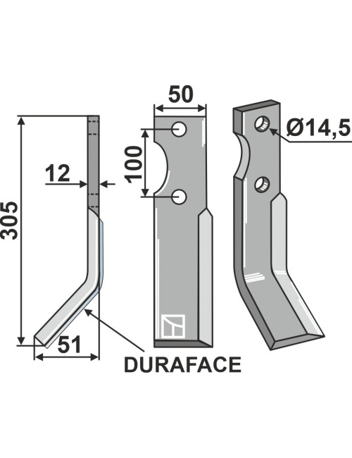 Dent rotative DURAFACE, modèle gauche